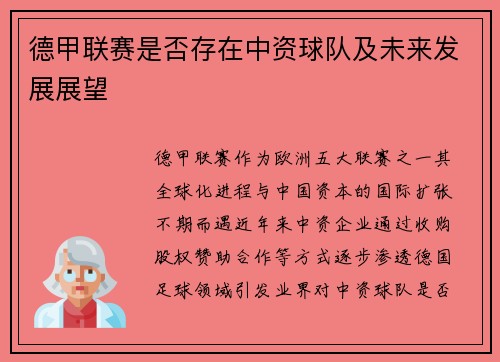 德甲联赛是否存在中资球队及未来发展展望